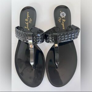 Jack Rogers Jelly Style Black Sandals with Metallic Accents